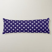 Coussins Longs Polka blanche croise sur bleu marine (Devant)