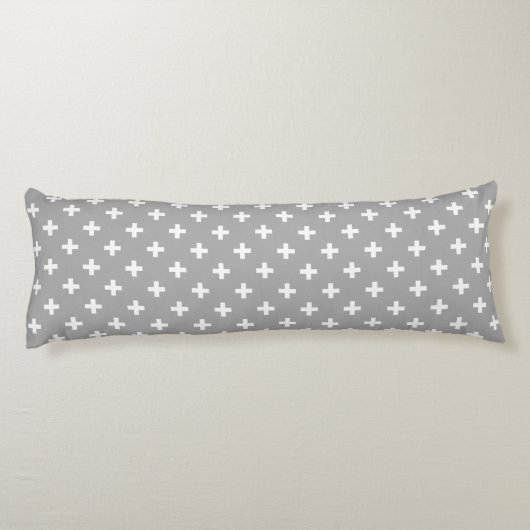 Coussins Longs Polka blanche croise sur gris (Dos)