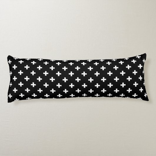 Coussins Longs Polka blanche croise sur noir (Dos)