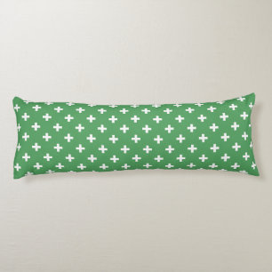 Coussins Longs Polka blanche croise sur vert