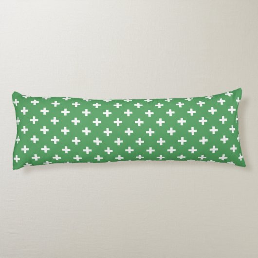 Coussins Longs Polka blanche croise sur vert (Dos)