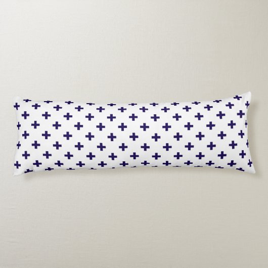 Coussins Longs Polka bleu marine croise sur blanc (Dos)