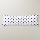 Coussins Longs Polka bleu marine croise sur blanc (Devant)