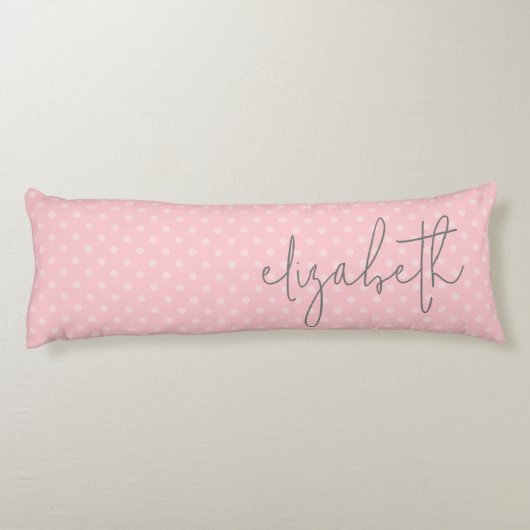 Coussins Longs Polka Dot rose vierge script gris nom (Dos)