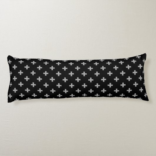 Coussins Longs Polka gris croise sur noir (Dos)
