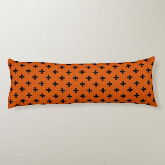Coussins Longs Polka noire croise sur orange (Dos)