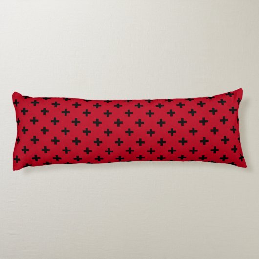 Coussins Longs Polka noire croise sur rouge (Dos)