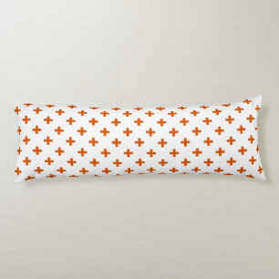 Coussins Longs Polka orange croise sur blanc