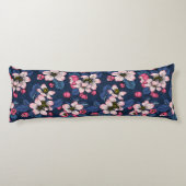 Coussins Longs Pomme fleurit sur un bleu foncé (Dos)