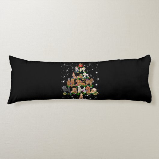 Coussins Longs Poodle Arbre De Noël Couvert De Lampe De Feu (Devant)
