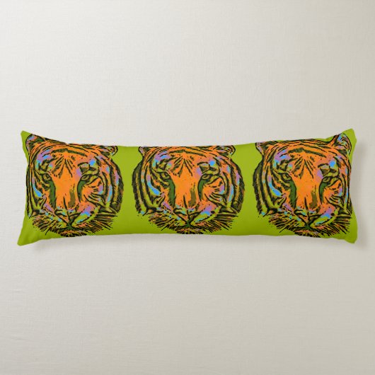 Coussins Longs Pop Art TIGER HEAD + votre backgr. & idées (Devant)