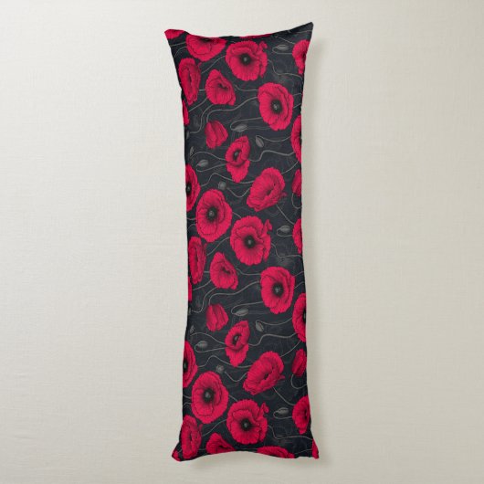 Coussins Longs Poppies rouges (Dos (Vertical))