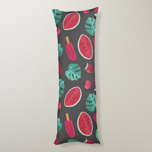 Coussins Longs Popsicle, cerise, fraise et pastèque (Dos (Vertical))