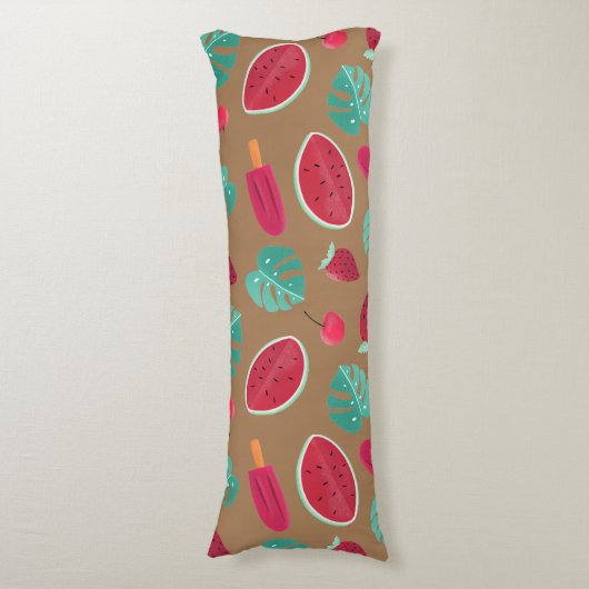 Coussins Longs Popsicle, cerise, fraise et pastèque (Devant (Vertical))
