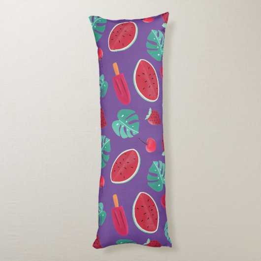 Coussins Longs Popsicle, cerise, fraise et pastèque (Dos (Vertical))