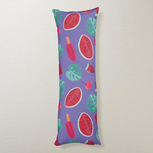Coussins Longs Popsicle, cerise, fraise et pastèque (Dos (Vertical))