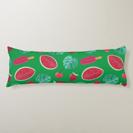 Coussins Longs Popsicle, cerise, fraise et pastèque (Devant)