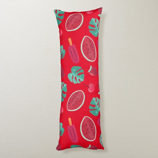Coussins Longs Popsicle, cerise, fraise et pastèque (Dos (Vertical))