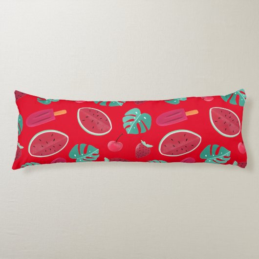 Coussins Longs Popsicle, cerise, fraise et pastèque (Devant)