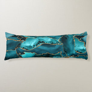 Coussins Longs Porte de Parties scintillant Turquoise bleue et or