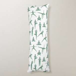 Coussins Longs Poses de yoga zen vert sauge motif minimaliste