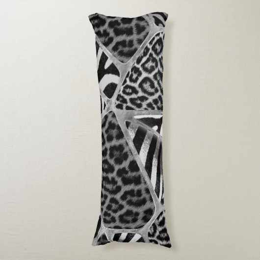 Coussins Longs Poster de animal - Leopard et Zebra - argent (Devant (Vertical))