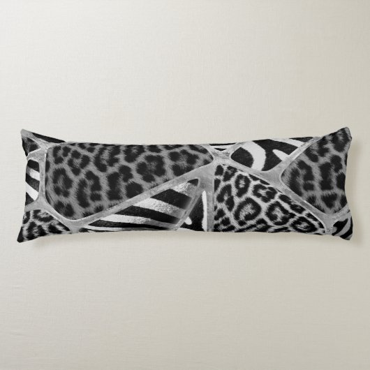 Coussins Longs Poster de animal - Leopard et Zebra - argent (Devant)