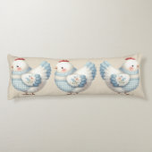 Coussins Longs Poule de Cottage en Gingham Bleu (Dos)