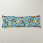 Coussins Longs Poulets et fleurs sauvages sur le bleu bébé (Dos)