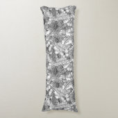 Coussins Longs Pré Dandelion en noir et blanc (Devant (Vertical))