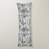 Coussins Longs Pré Dandelion en noir et blanc (Dos (Vertical))