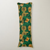 Coussins Longs Pré de Dandelion sur vert foncé (Devant (Vertical))