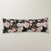 Coussins Longs Preppy bohème pays girly chic noir floral (Dos)