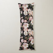 Coussins Longs Preppy bohème pays girly chic noir floral (Dos (Vertical))