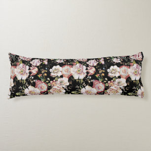 Coussins Longs Preppy bohème pays girly chic noir floral