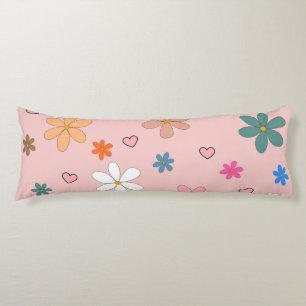 Coussins Longs Préppy rose coloré Flower Heart Y2K Motif