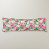 Coussins Longs Pretty White Pink Tiger Floral Painting (Dos)