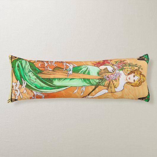 Coussins Longs Printemps, Alphonse Mucha (Devant)