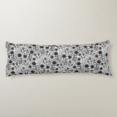 Coussins Longs Protea Floral Block Imprimer Millefleur noir blanc (Dos)