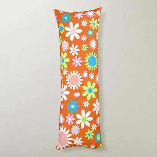Coussins Longs Puissance de fleurs orange (Dos (Vertical))