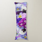 Coussins Longs Purple Bleu Blanc Floral Fleurs Pansy (Devant (Vertical))