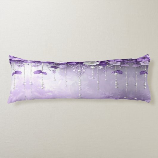 Coussins Longs Purple Flowers with Dangling Pearls Body Pillow (Devant)
