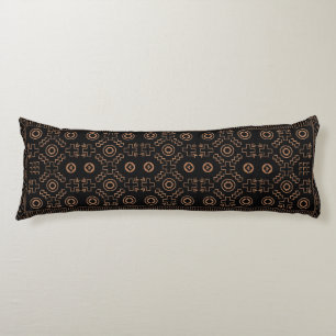 Coussins Longs Racines d'or : Elégance marocaine noire et tribale