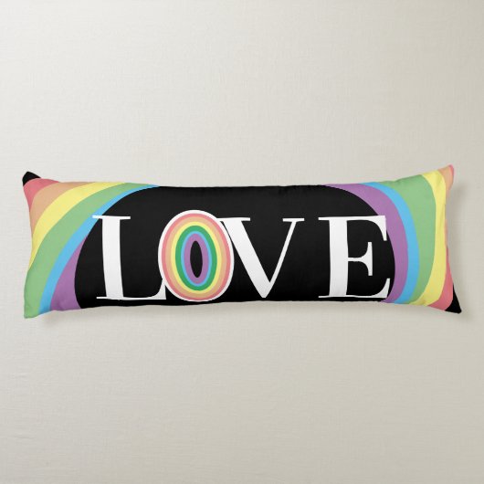 Coussins Longs RAINBOW LOVE noir blanc (Dos)