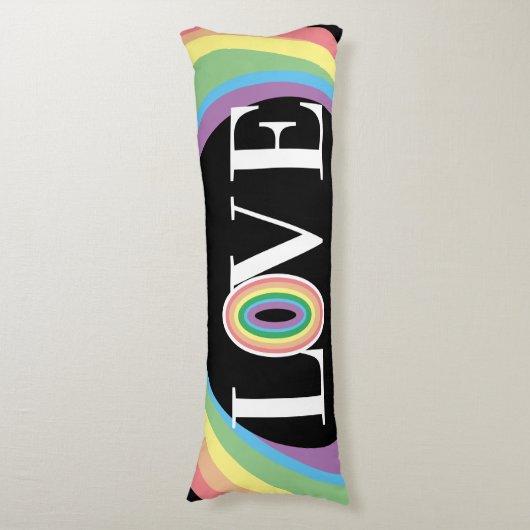 Coussins Longs RAINBOW LOVE noir blanc (Devant (Vertical))