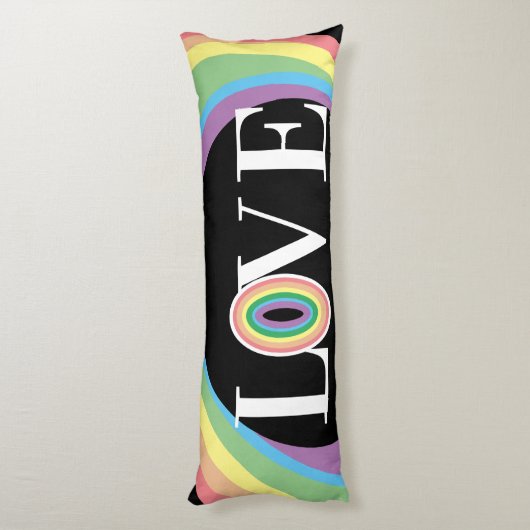 Coussins Longs RAINBOW LOVE noir blanc (Dos (Vertical))