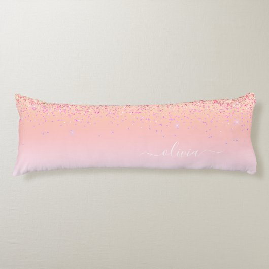 Coussins Longs Rainbow Pastel Girly Parties scintillant Metal Nom (Devant)