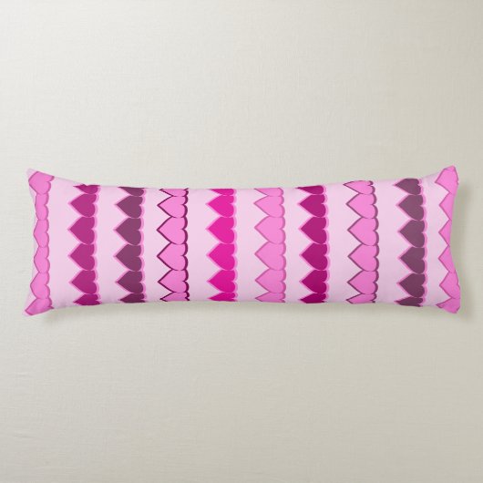 Coussins Longs Rangs de cœurs rose (Devant)