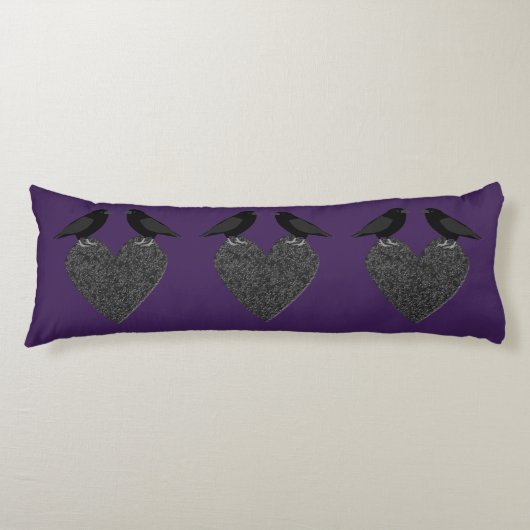 Coussins Longs Ravens gothiques et Coeur noir (Devant)