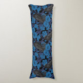 Coussins Longs Ravins et roses bleus (Devant (Vertical))